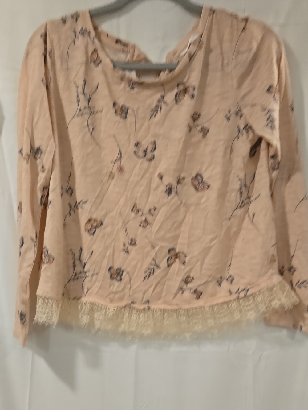 LC Lauren Conrad Butterfly Lace Hem Long Sleeve Top